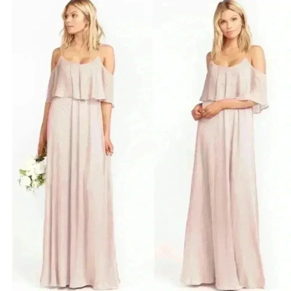 SHOW ME YOUR MUMU Caitlin Ruffle Maxi Dress - XXS - Magic Mauve Glimmer - NWT - Picture 2 of 6